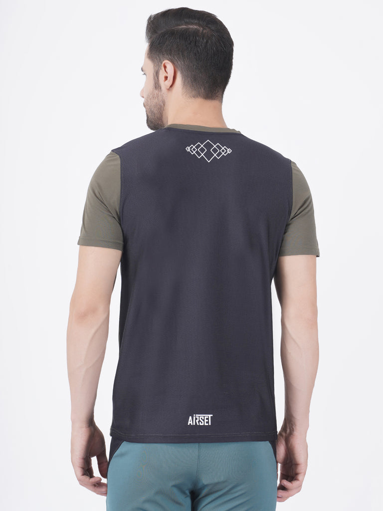 OCTAGON LOGO WORD AIRSET PRINTED TEE OLIVE  T-SHIRT